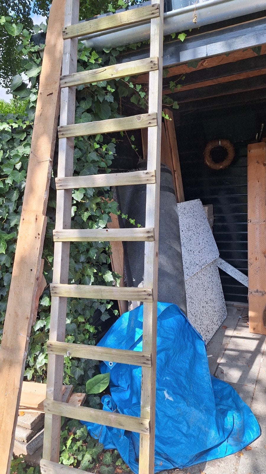 Oude houten ladder - 3 meter hoog, Doe-het-zelf en Verbouw, Ladders en Trappen, Ophalen, Gebruikt, Ladder, 2 tot 4 meter