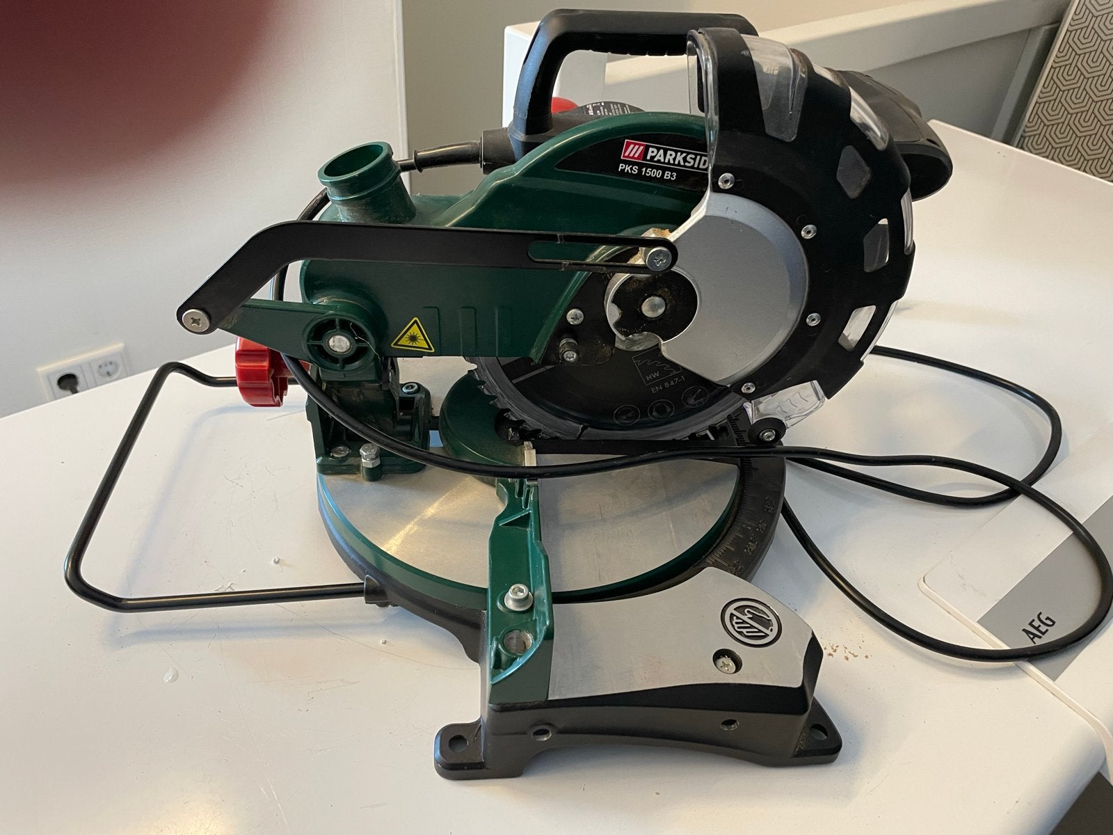 Parkside Afkortzaag PKS 1500 B3 - Zo goed als nieuw, Ophalen, 70 mm of meer, Zo goed als nieuw, Afkortzaag