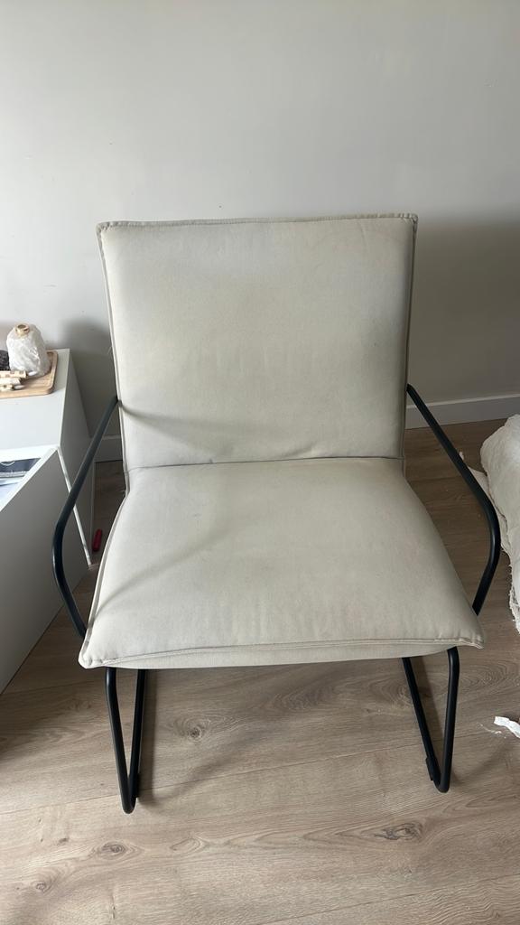 Stoel, loungestoel, fortui. Beige kleur., Huis en Inrichting, Stoelen, Ophalen, Overige kleuren, Zo goed als nieuw, Eén