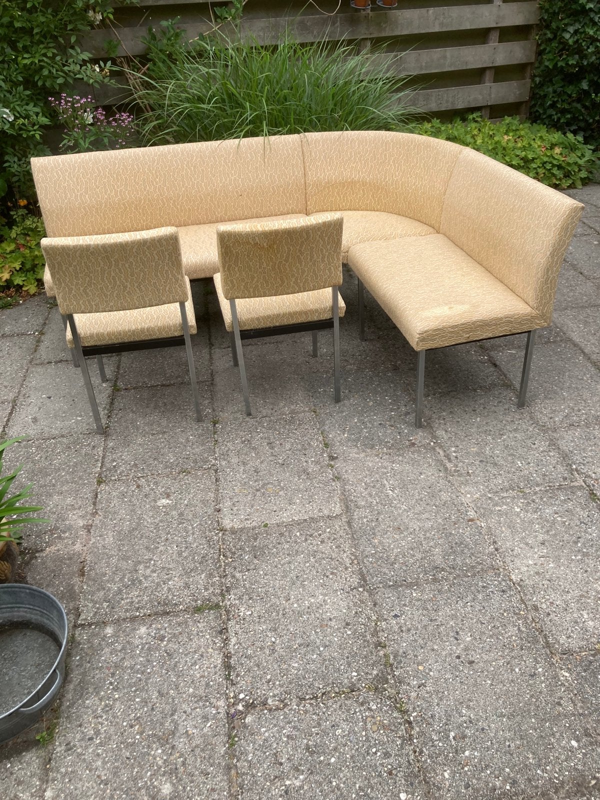Vintage lounge hoekbank met twee dtoelen jaren 70, Ophalen