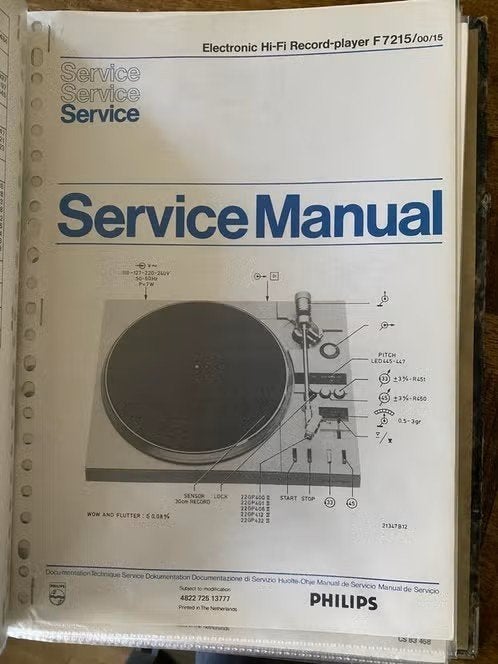 Philips Service Manuals platenspelers, Ophalen of Verzenden, Zo goed als nieuw, Philips