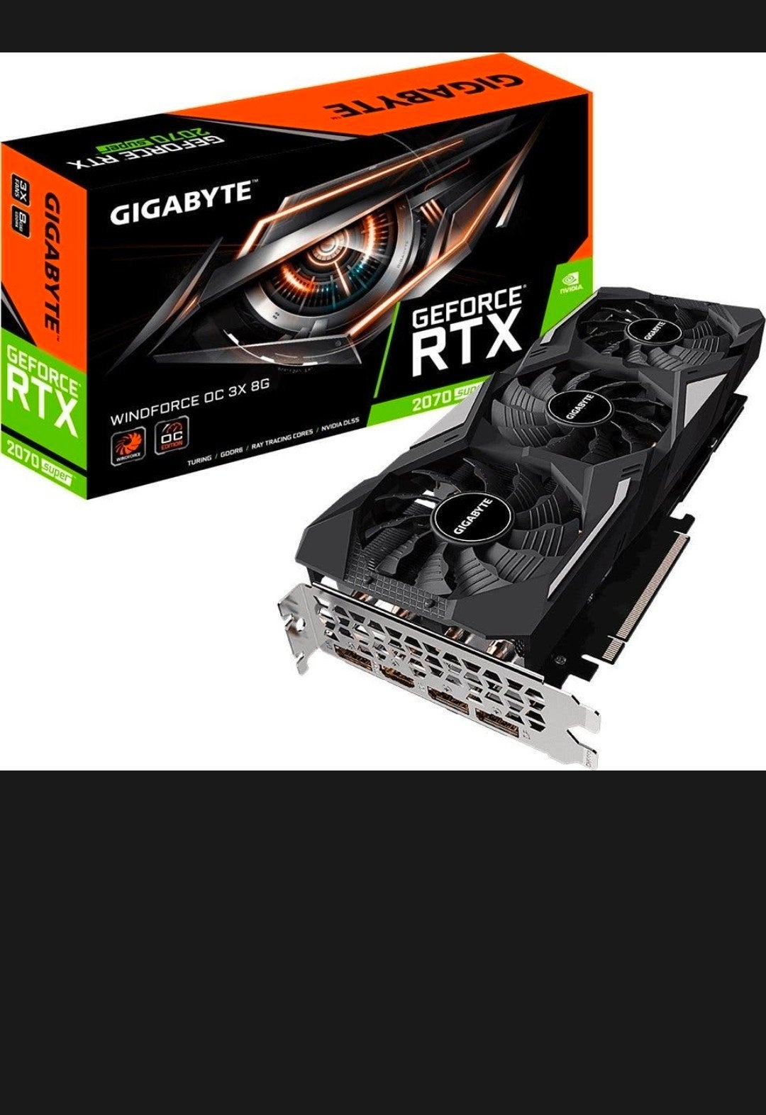 Gigabyte GeForce RTX 2070 Super Windforce OC 8G, Ophalen, PCI-Express 3, GDDR6, Zo goed als nieuw