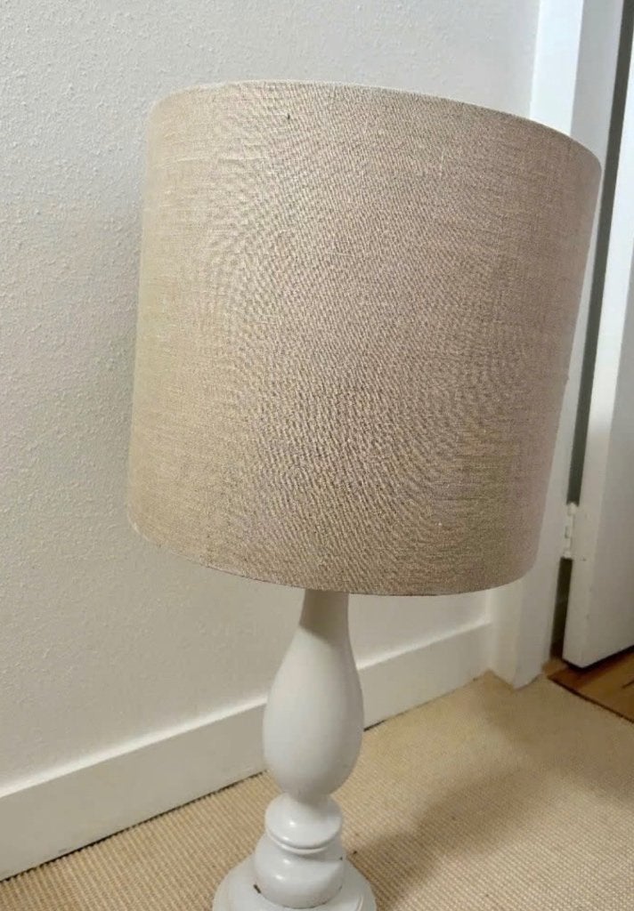 Grote linnen lampenkap, licht beige  melange/zand, Beige, Rond, Ophalen of Verzenden, Zo goed als nieuw
