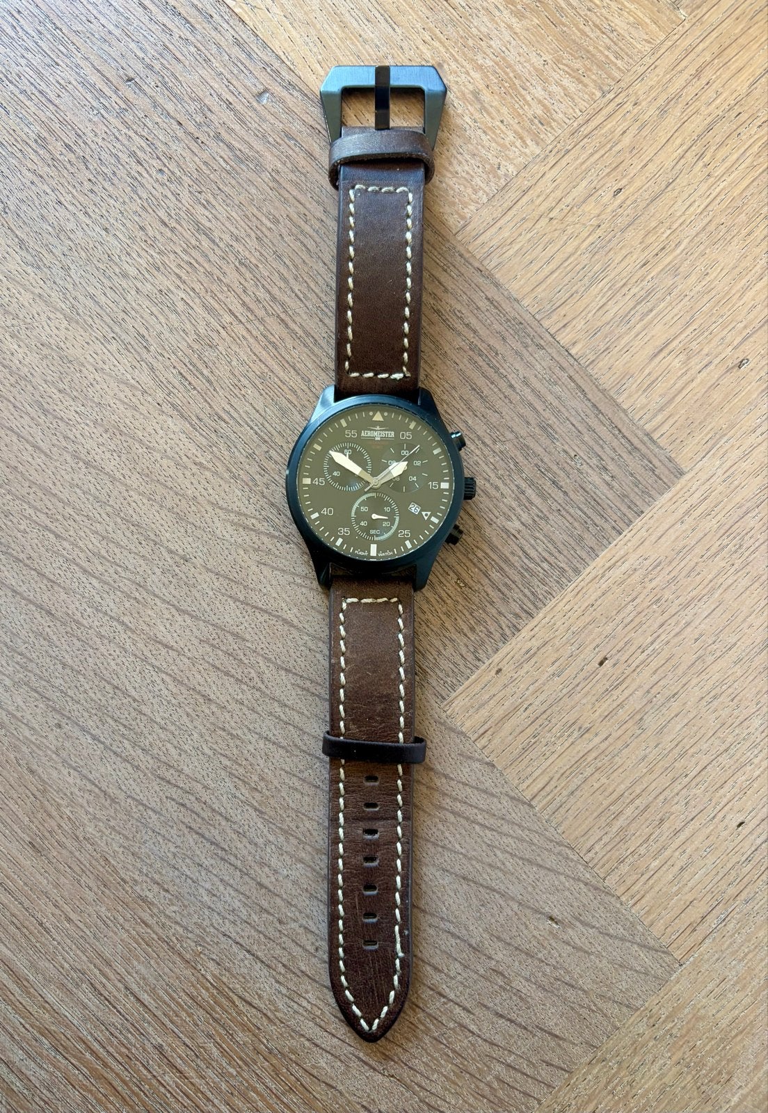 Aeromeister Flight Watch Taildragger AM8005, Sieraden, Tassen en Uiterlijk, Overige merken, Staal, Polshorloge, Ophalen of Verzenden