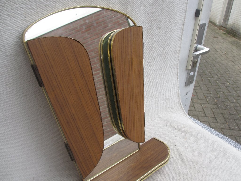 Vintage spiegel / drieluik spiegel kaptafel jaren '60, Ophalen of Verzenden, Overige vormen, Minder dan 50 cm, Minder dan 100 cm