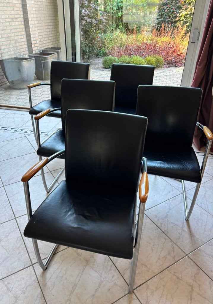 eetkamer stoelen, Gebruikt, Zwart, Design merk Tecta, Ophalen of Verzenden