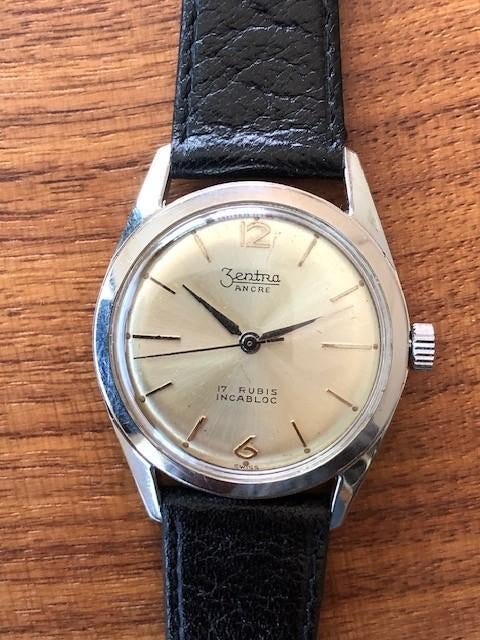 Zentra horloge, Sieraden, Tassen en Uiterlijk, Horloges | Antiek, Overige merken, Staal, Met bandje, Polshorloge
