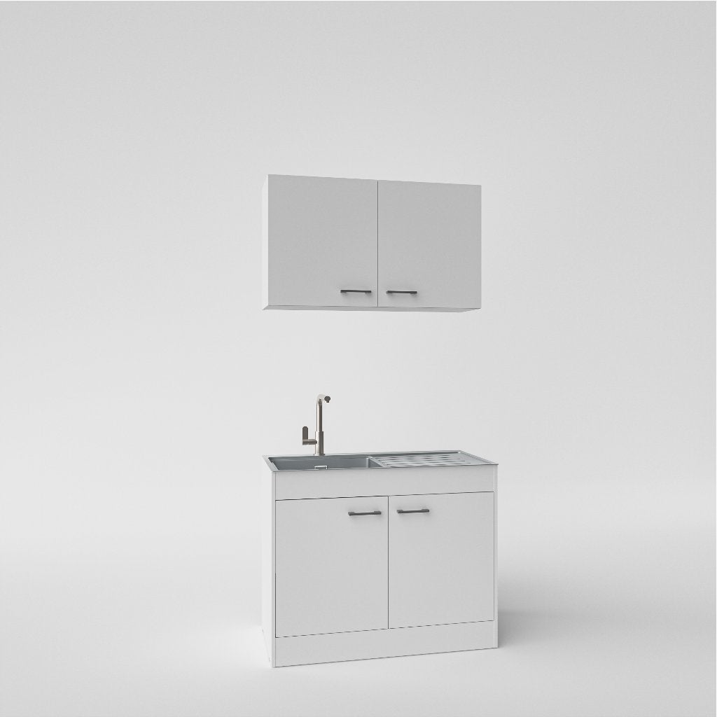 keuken 1 meter spoelbak nieuw met bovenkast en onderkast, Wit, Nieuw, Enkelwandige keuken, Ophalen of Verzenden