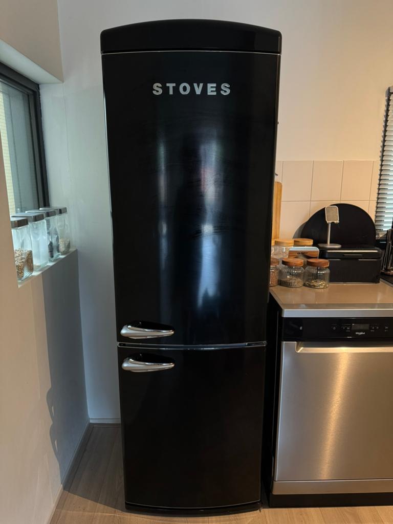 Stoves Breeze retro koel-vriescombinatie zwart, Gebruikt, 200 liter of meer, Met aparte vriezer, 160 cm of meer