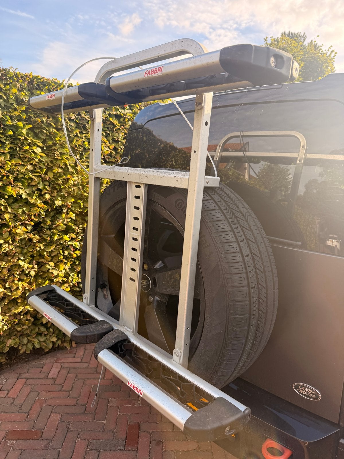 Fabbri Imperiaal/Fietsendrager voor Land Rover Defender, Ophalen, 2 fietsen, Gebruikt, Achterklepdrager