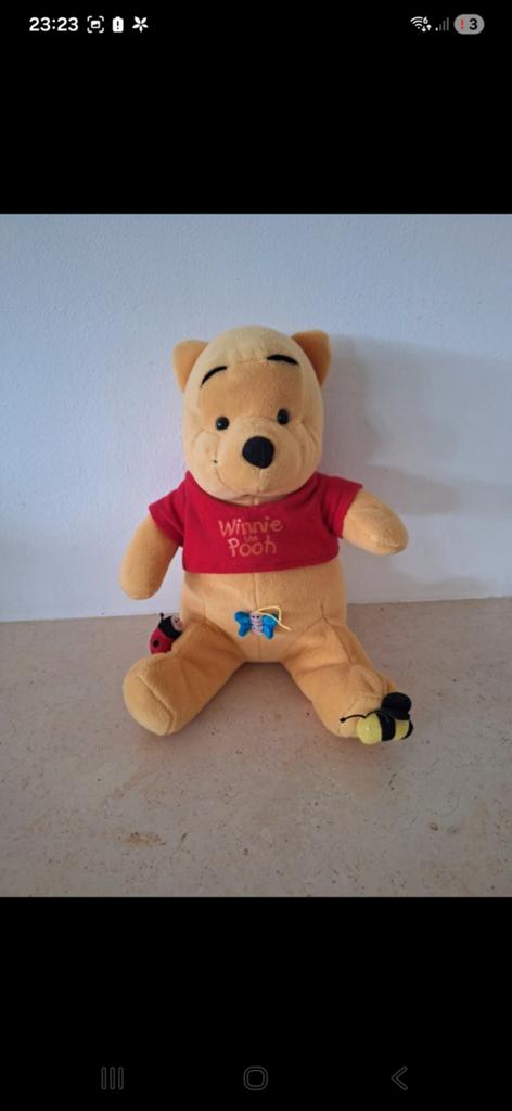 Winnie de Poeh en Pipo de Clown knuffels, Gebruikt, Disney, Geel, Beer