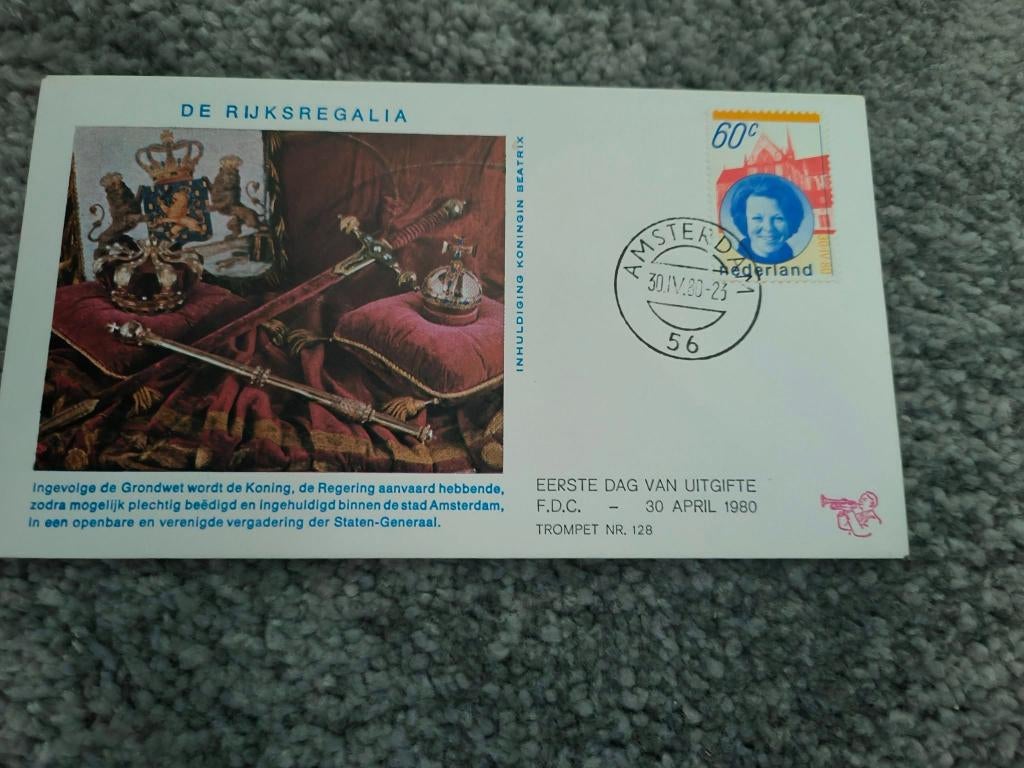 Fdc De Rijksregalia, Ophalen of Verzenden, Onbeschreven, Nederland