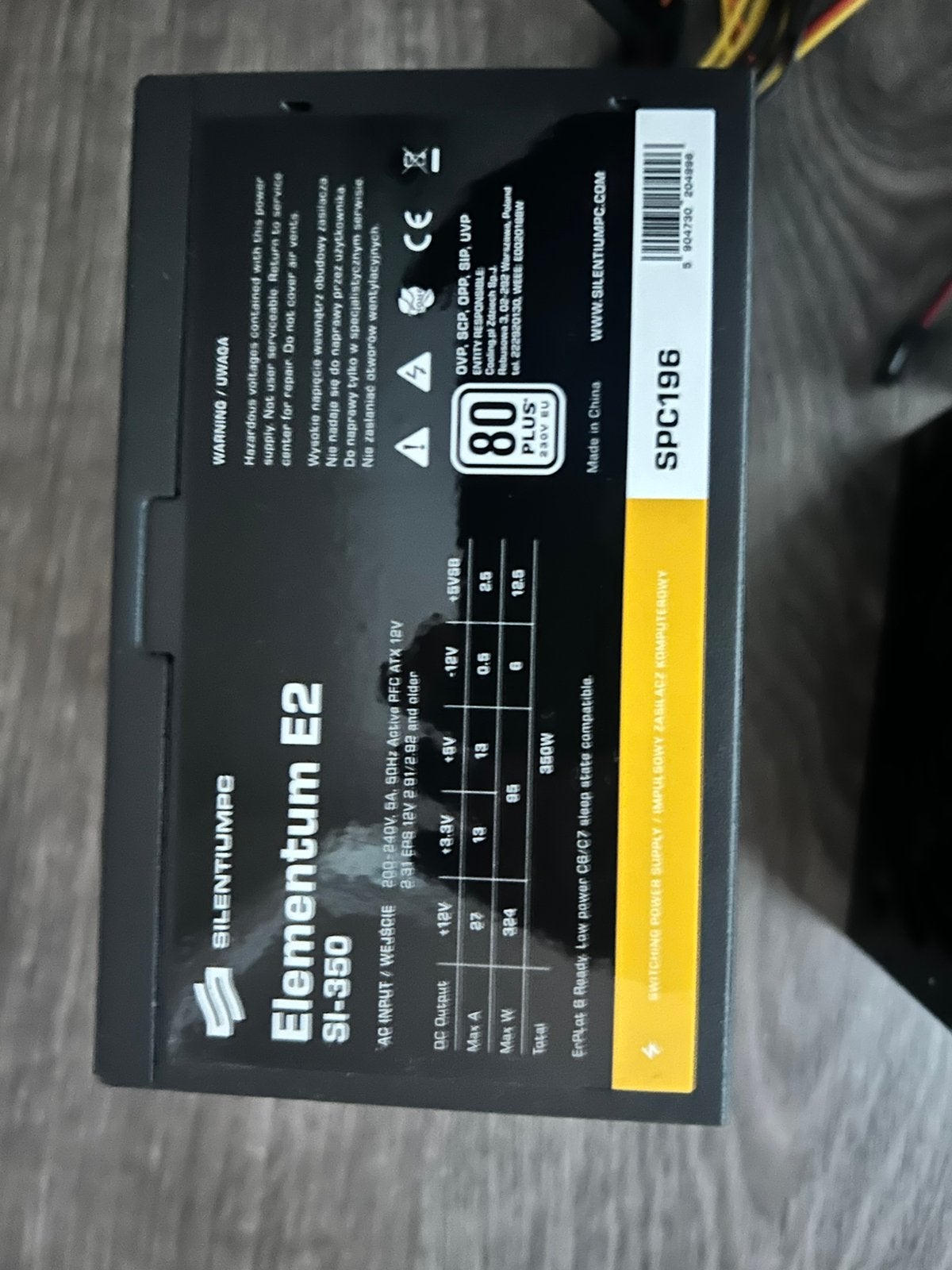 SilentiumPC Elementum E2 SI-350 350W 80+ voeding, Verzenden, Zo goed als nieuw