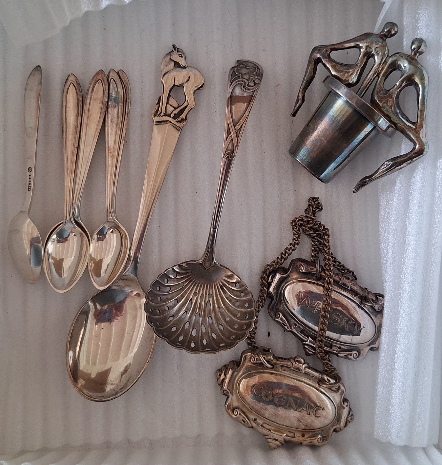 antieke verzilverde suikerlepel, lepeltjes etc., Antiek en Kunst, Ophalen of Verzenden