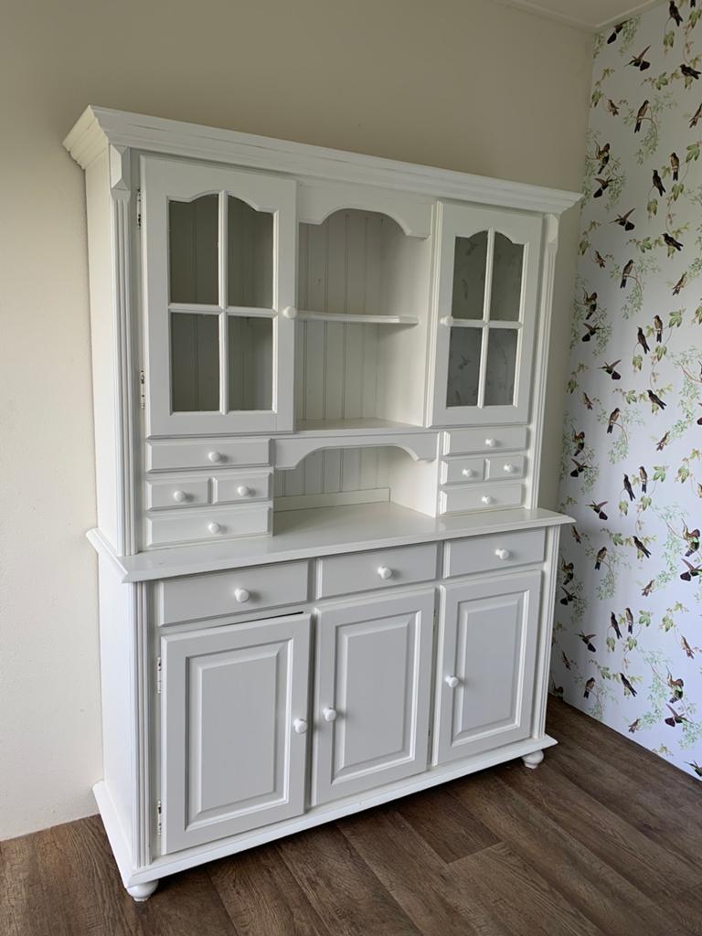 Witte buffetkast met lades en deuren, Huis en Inrichting, Kasten | Buffetkasten, Ophalen, Gebruikt, 100 tot 150 cm, Met lade(s)