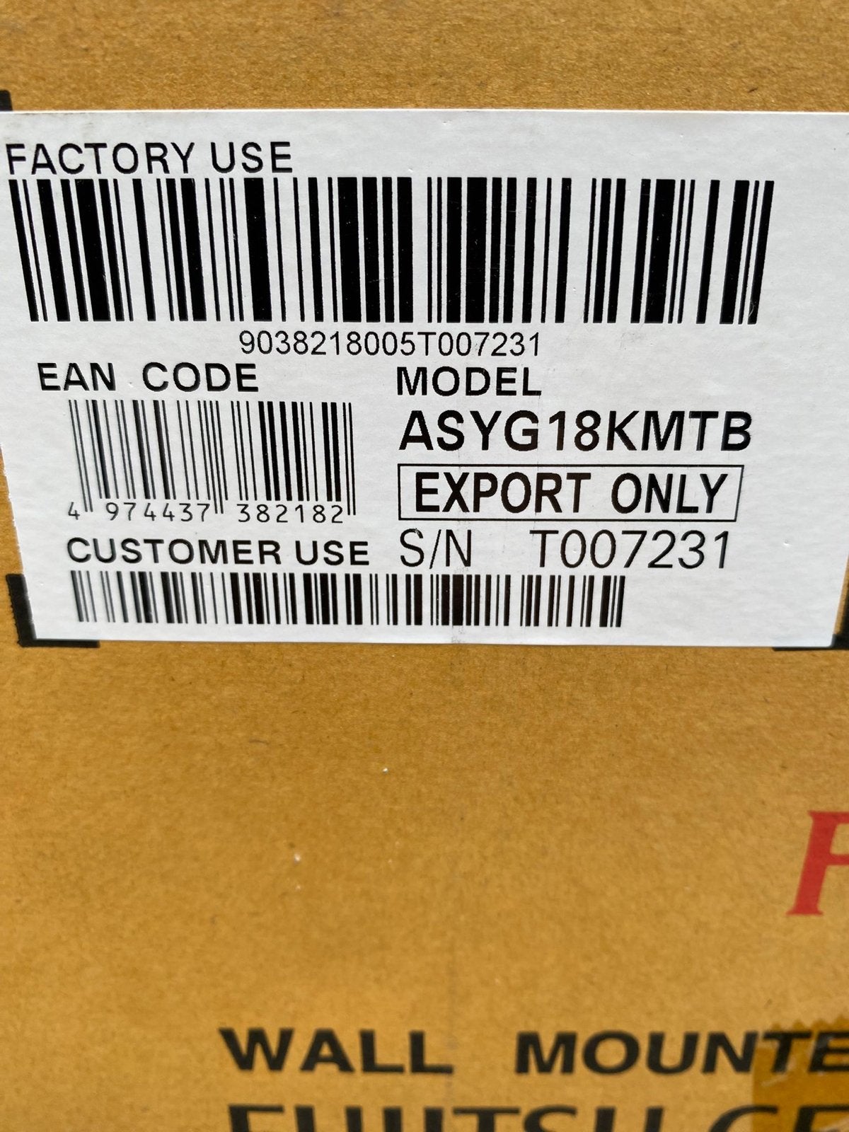 Fujitsu Wandairco ASYG18KMTB - Nieuw in doos, Ophalen, Nieuw, Koelen en Ontvochtigen, Wandairco