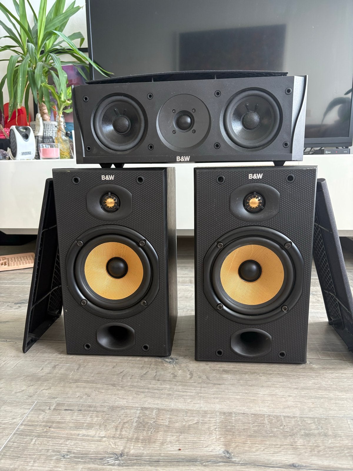 B&W DM601 Speakerset met CC3 Center Speaker, Ophalen, Gebruikt, Speakerset, 60 tot 120 watt