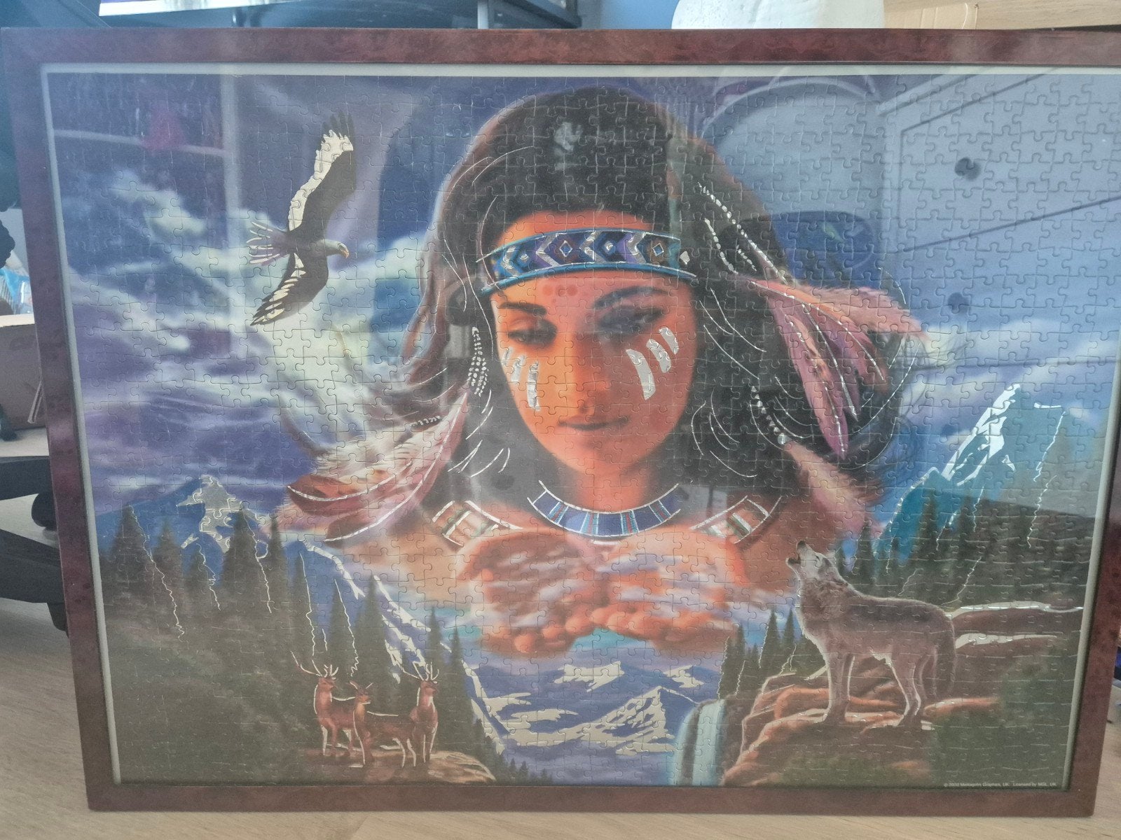 Prachtige ingelijste puzzel – Native American / Indianen, Antiek en Kunst, Ophalen