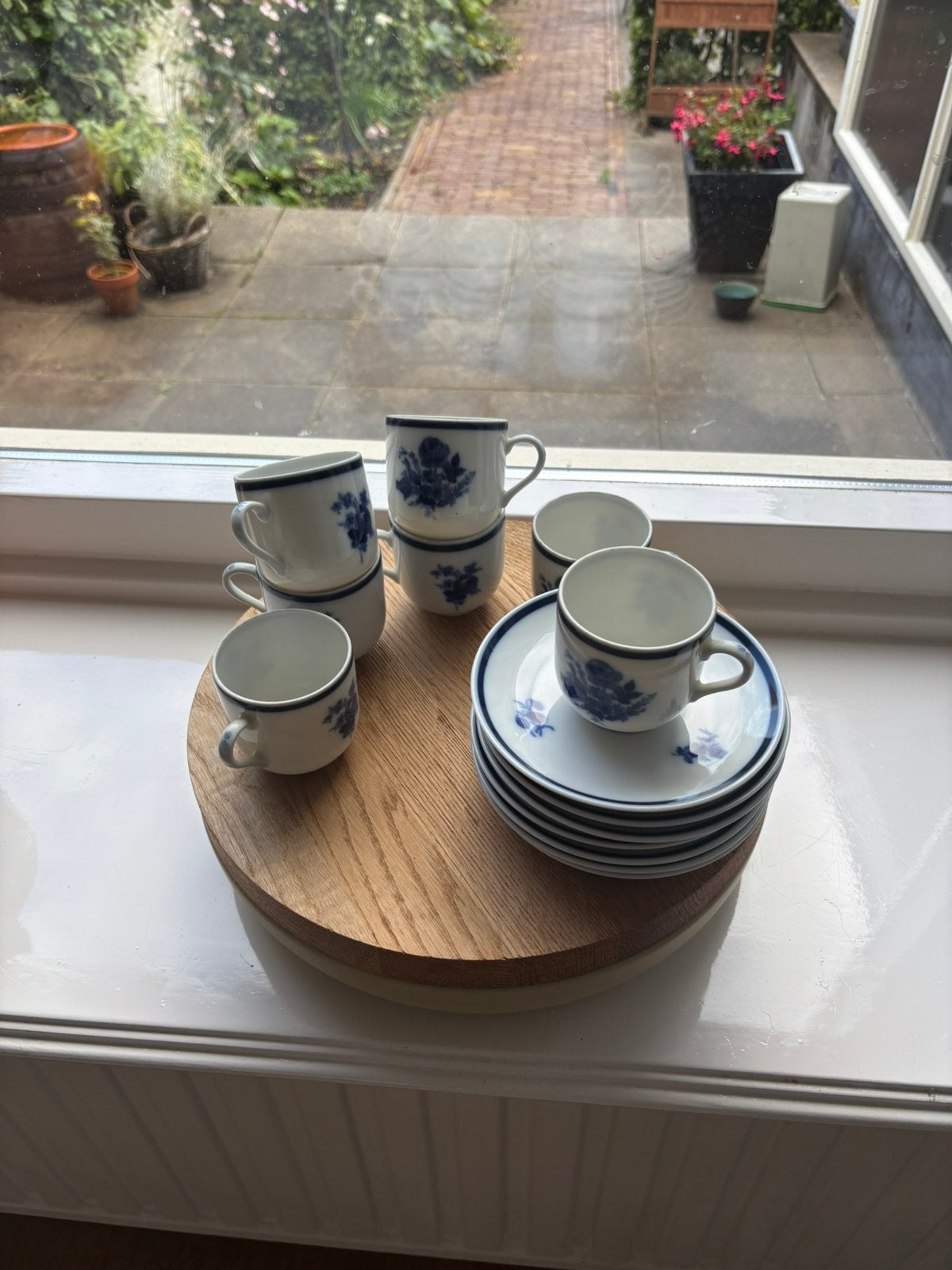 7 delig Mosa nr 61 Maastricht koffie serviesje - wit blauw, Ophalen