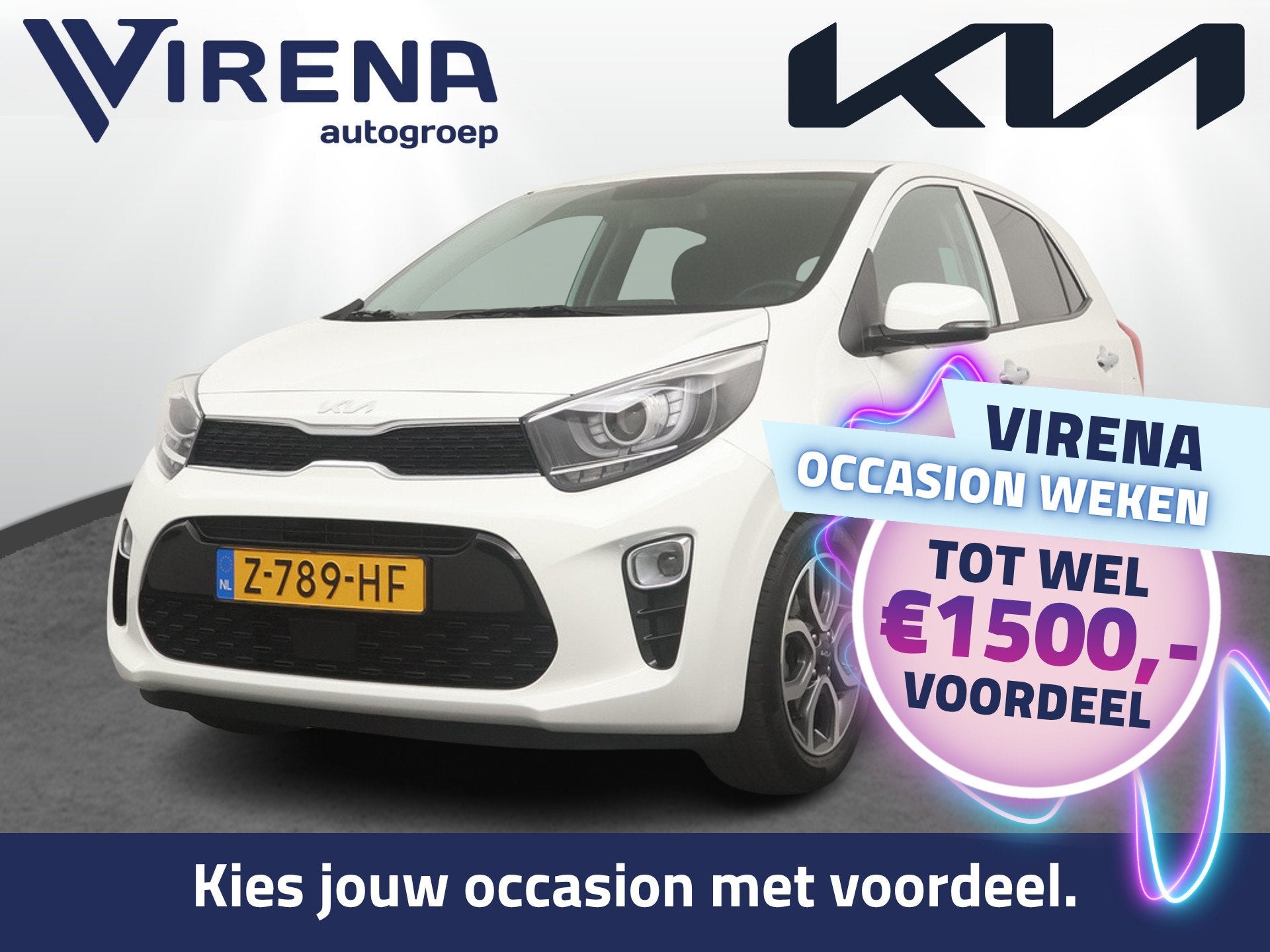 Kia Picanto 1.0 DPi DynamicPlusLine - Keyless - Navigatie -, Voorwielaandrijving, Stof, Gebruikt, Met garantie (alle)