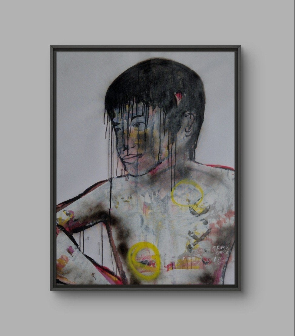 Uniek XL (80X100) Acryl op Canvas - A Broken Universe (1980), Ophalen of Verzenden, Echtheidscertificaat, Gemengde techniek, Overig onderwerp