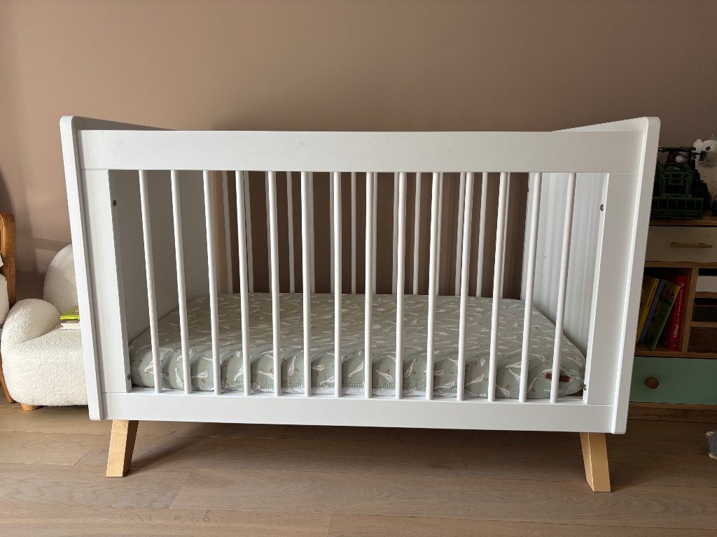 Bopita Bed wit/natural + matras, Zo goed als nieuw, Minder dan 140 cm, Minder dan 70 cm, Ophalen