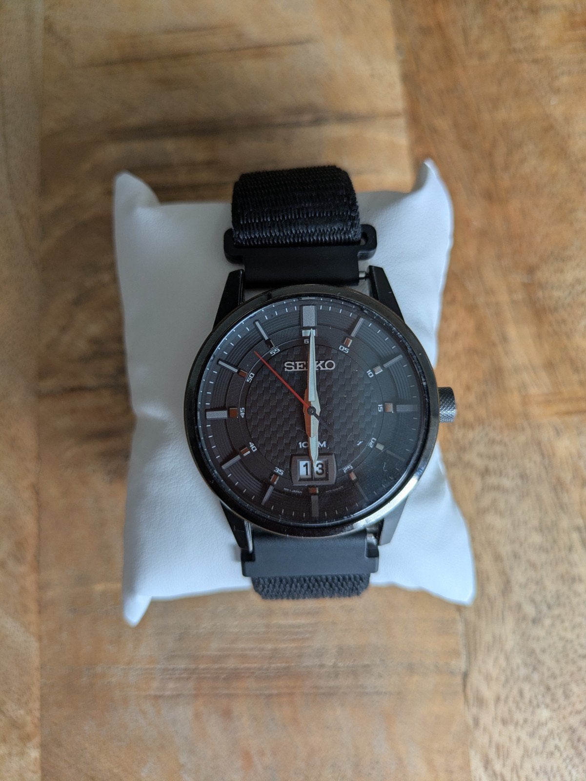 Seiko Polshorloge Zwart met Nylon Bandje, Seiko, Gebruikt, Polshorloge, Overige materialen