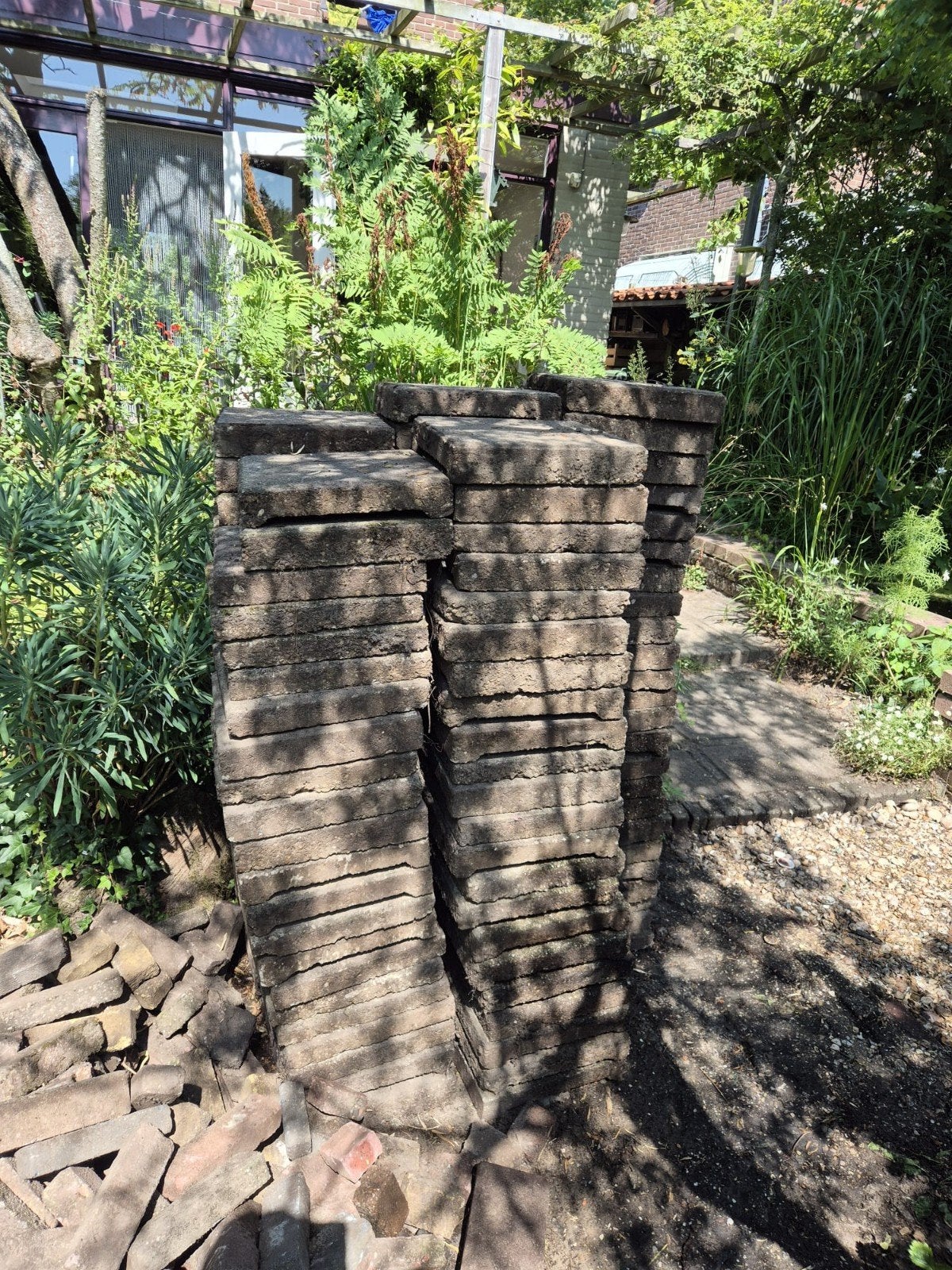 Vierkante stoeptegels, Tuin en Terras, Ophalen, Gebruikt, 10 m² of meer, Beton