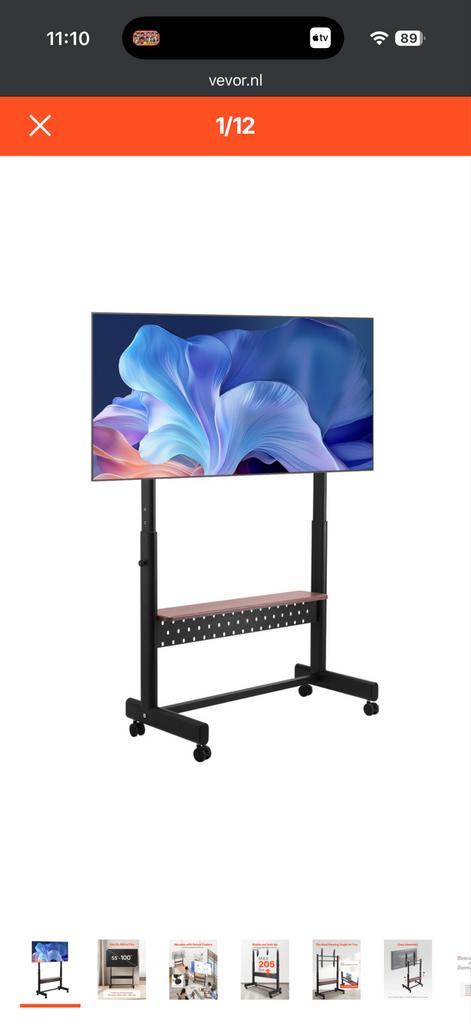 Verrijdbare TV Standaard 55-100 inch met Plank, Ophalen of Verzenden, Zo goed als nieuw