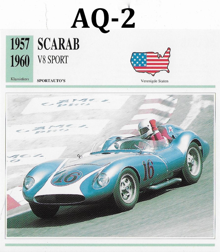 Aq2 autokaart scarab v8 sport ( 1957 - 1960 ), Ophalen of Verzenden, Zo goed als nieuw, Auto's