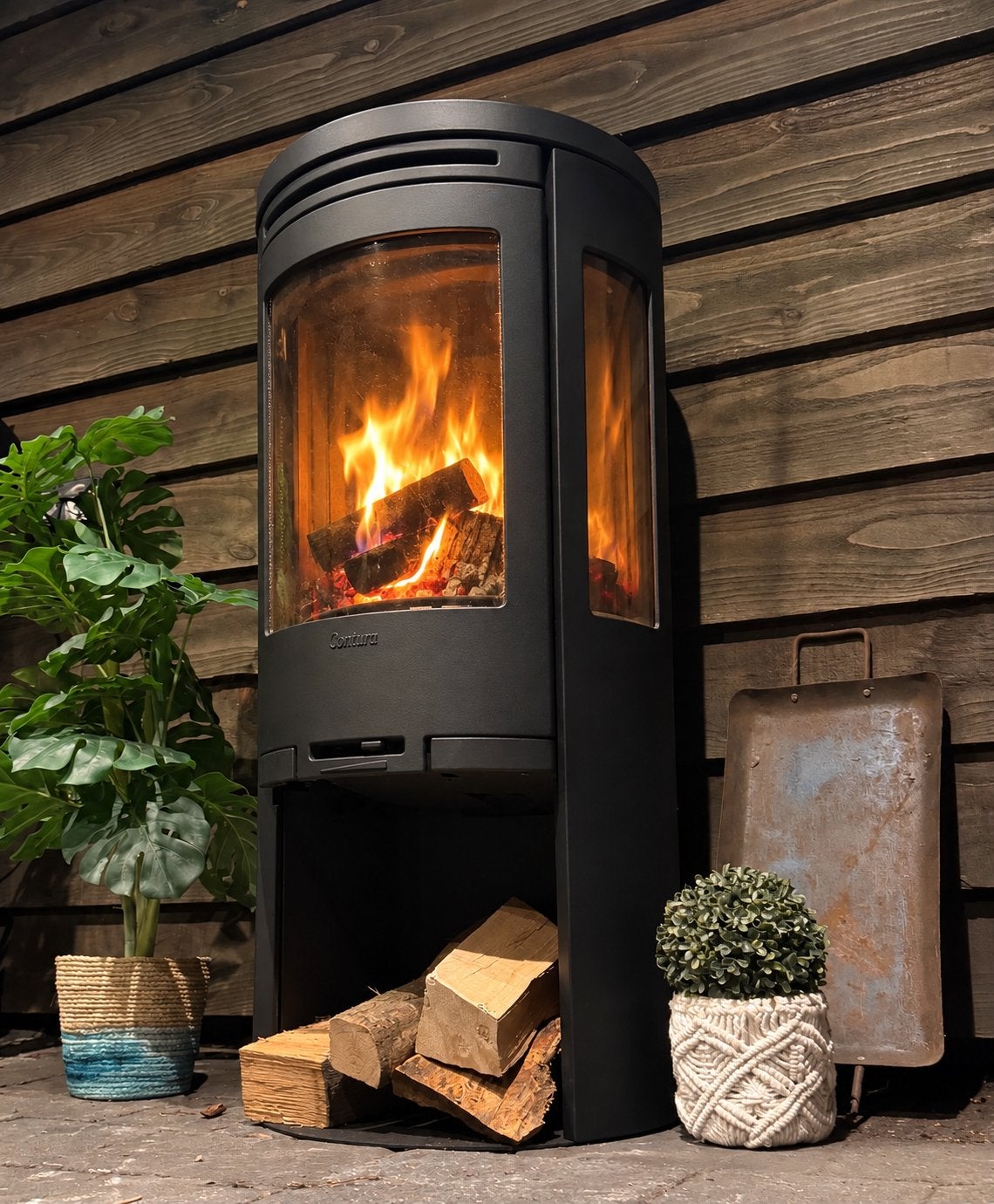 Geweldige 🔥CONTURA 556 black houtkachel 3 zijden vuurzicht, Huis en Inrichting, Ophalen, Houtkachel, Zo goed als nieuw, Vrijstaand