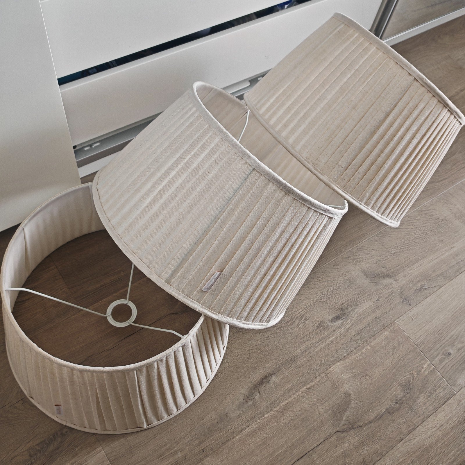 Riviera Maison lampenkappen - 3 stuks, Huis en Inrichting, Gebruikt, Overige typen, Beige, Rond