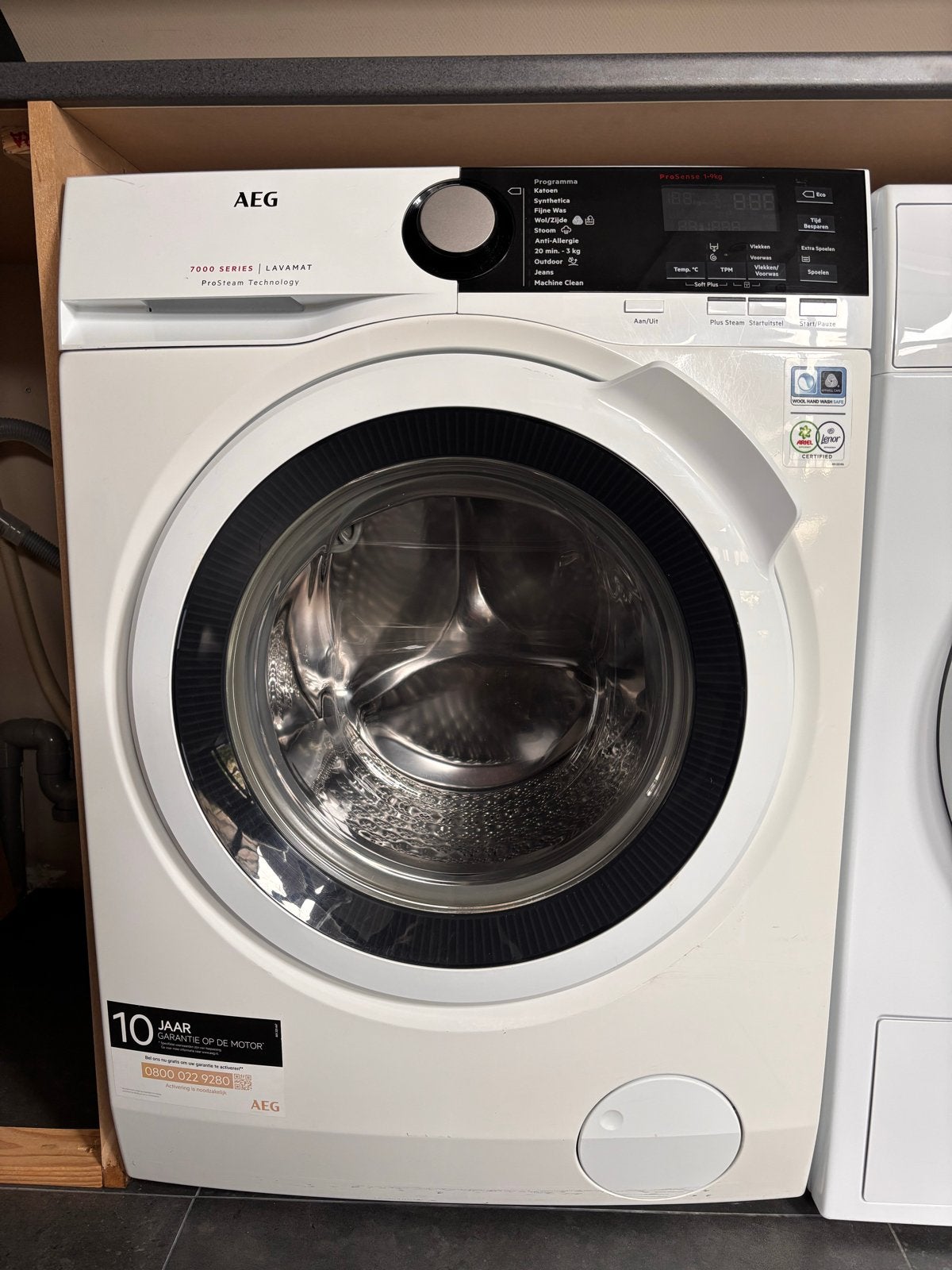 AEG ProSteam 7000 Serie Wasmachine - 9kg, 1600 TPM, 8 tot 10 kg, Ophalen, Gebruikt, 85 tot 90 cm