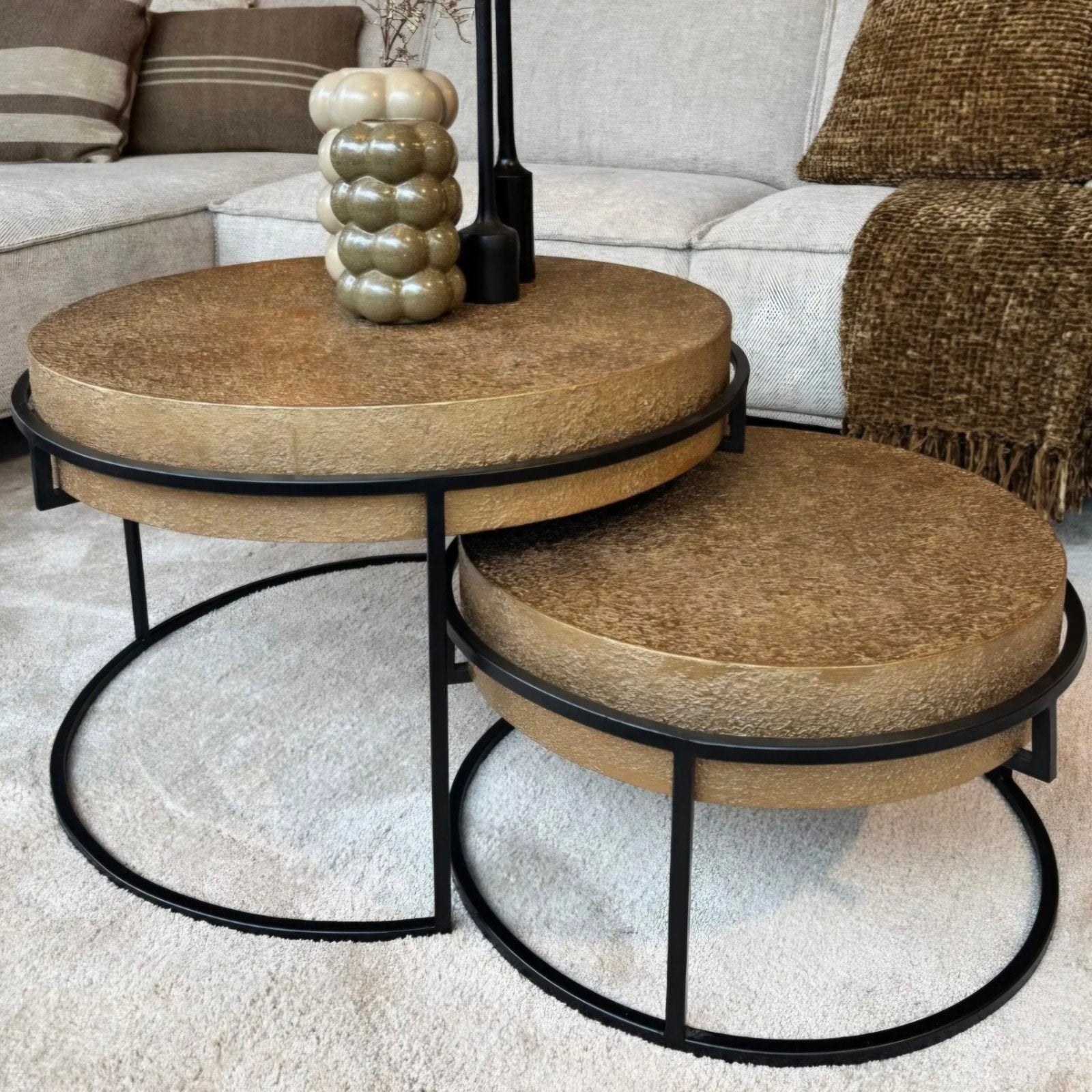 Te koop ZGAN salontafel set !!, Ophalen, 50 tot 100 cm, Rond, 50 tot 100 cm