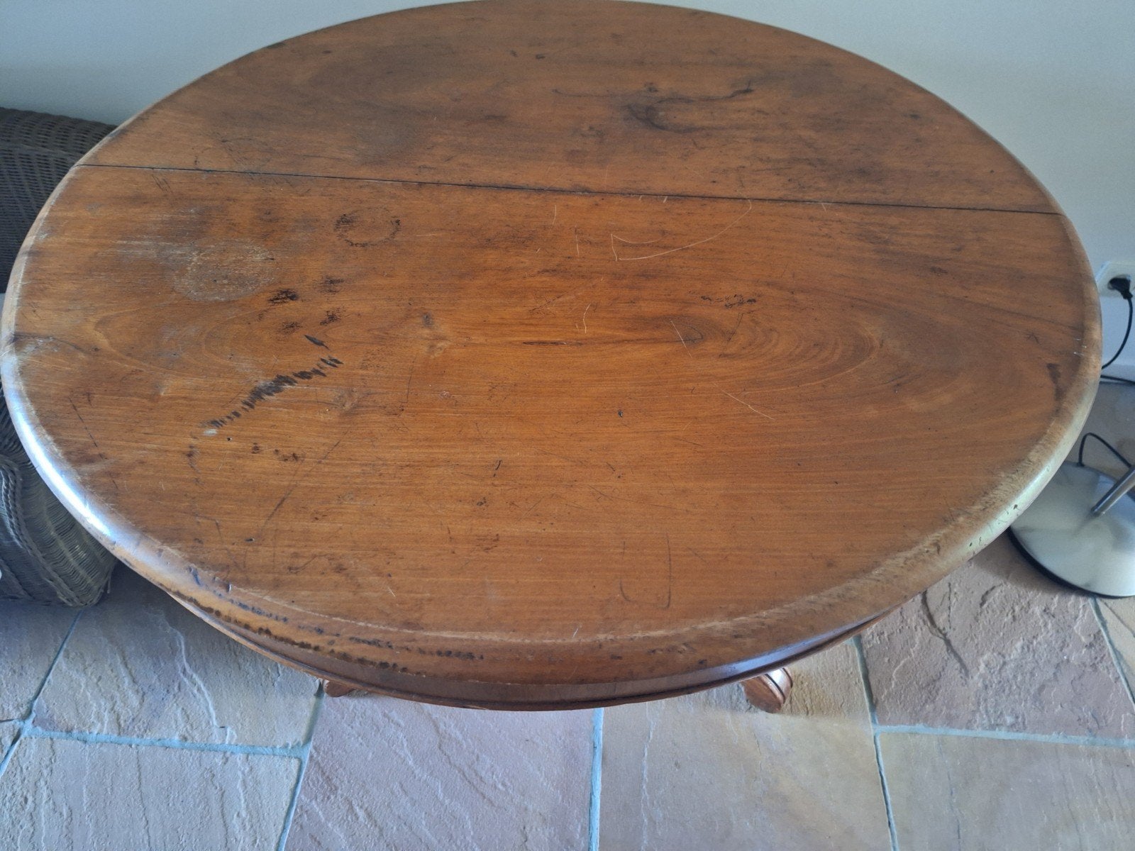 Brocante tafel, Huis en Inrichting, Tafels | Eettafels, Ophalen, Rond, 100 tot 150 cm, 50 tot 100 cm