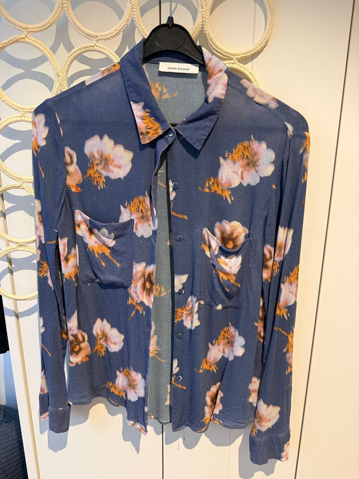 Samsøe & Samsøe blouse met bloemenprint, Kleding | Dames, Ophalen of Verzenden, Zo goed als nieuw, Maat 36 (S), Blauw