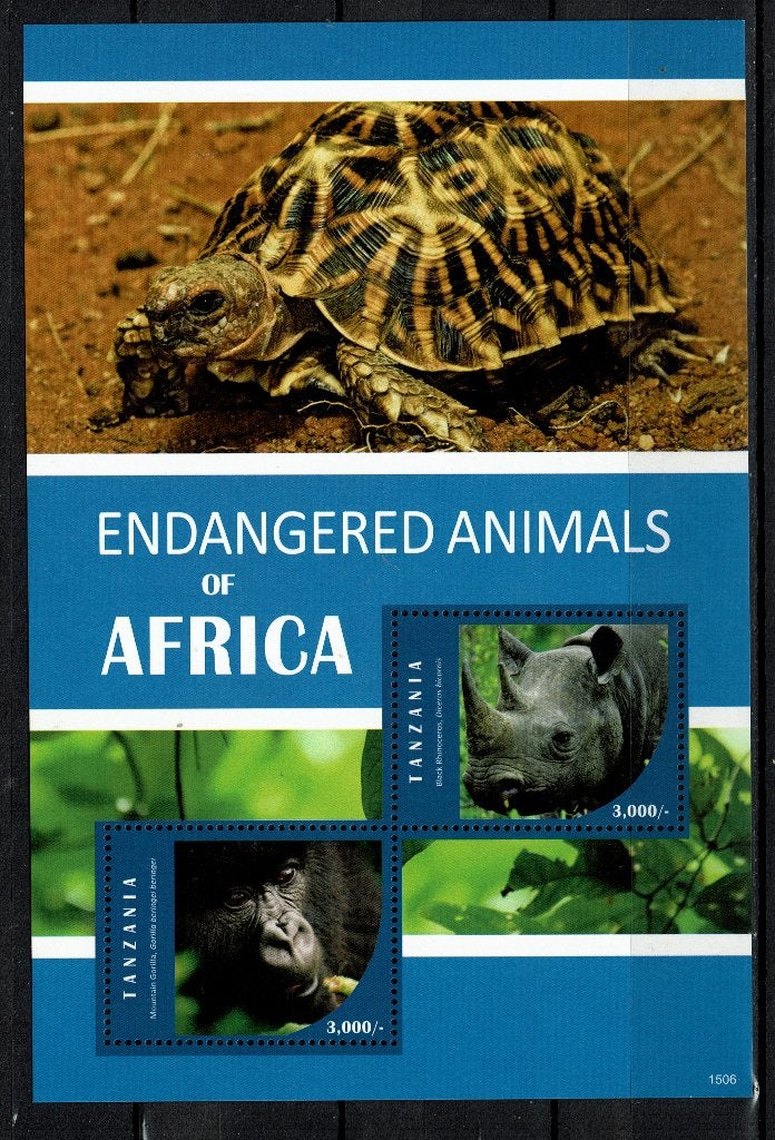 TANZANIA 2015 PF BLOK WILDLIFE ZOOGDIEREN APEN SCHILDPAD 3, Ophalen of Verzenden, Postfris, Dier of Natuur