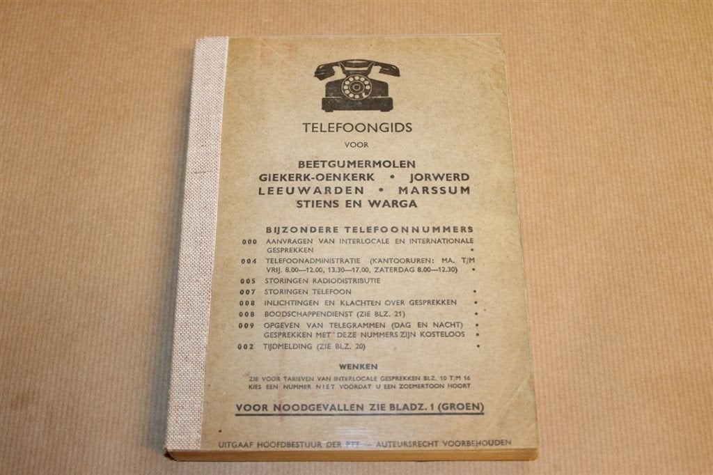 Telefoongids Beetgumermolen Leeuwarden etc - 1952 !!, Boeken, Ophalen of Verzenden, Gelezen