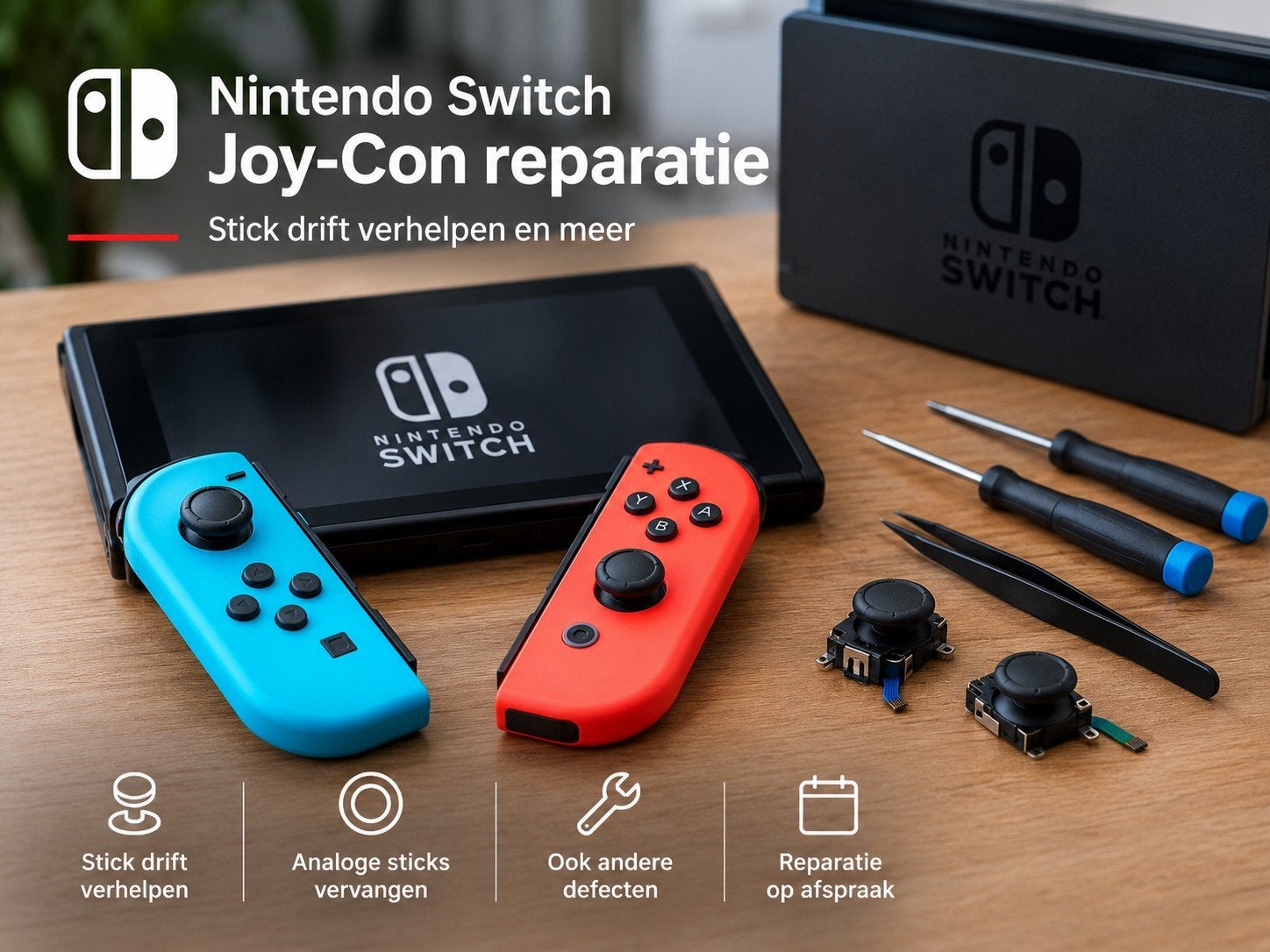 Nintendo Switch Joy-Con reparatie – Stick drift verhelpen, 1 speler, Ophalen, Overige genres, Vanaf 3 jaar