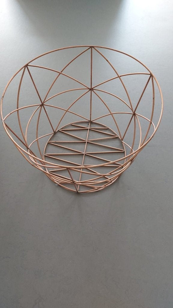 Koperen draadmand / decoratieve mand, Ophalen, Mand, Rond, Zo goed als nieuw