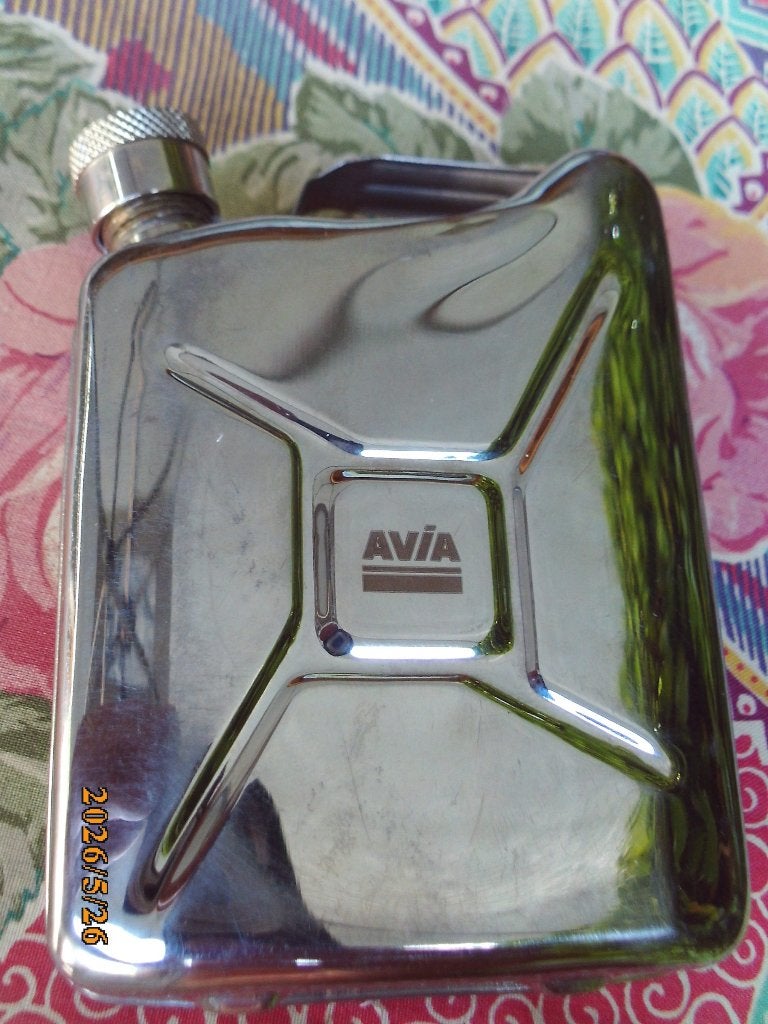 reclame jerrycan AVIA bezine stations rvs +schroefdop metaal, Ophalen of Verzenden, Gebruikt, Overige typen