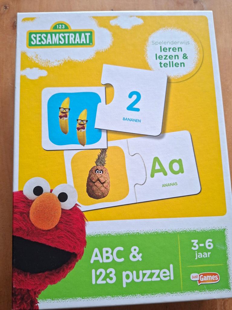 Sesamstraat ABC & 123 Puzzel - Leren Lezen & Tellen, Ophalen, Zo goed als nieuw, Taal en Lezen