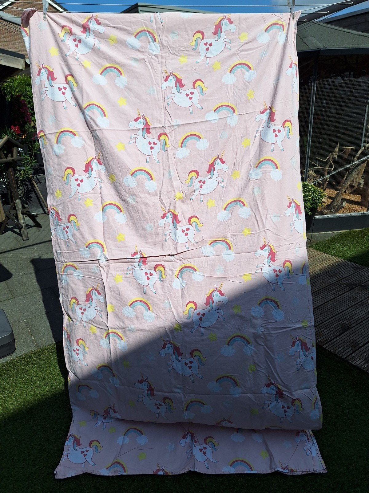Eenpersoons Dekbedovertrek unicorn 90x200, Kinderen en Baby's, Kinderkamer | Beddengoed, Meisje, Ophalen of Verzenden, Zo goed als nieuw