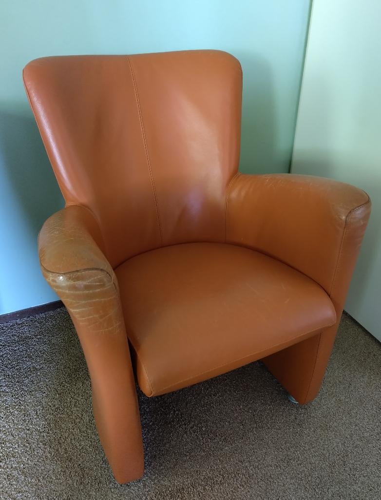 Leolux fauteil, Ophalen, Gebruikt, Minder dan 75 cm, Leer