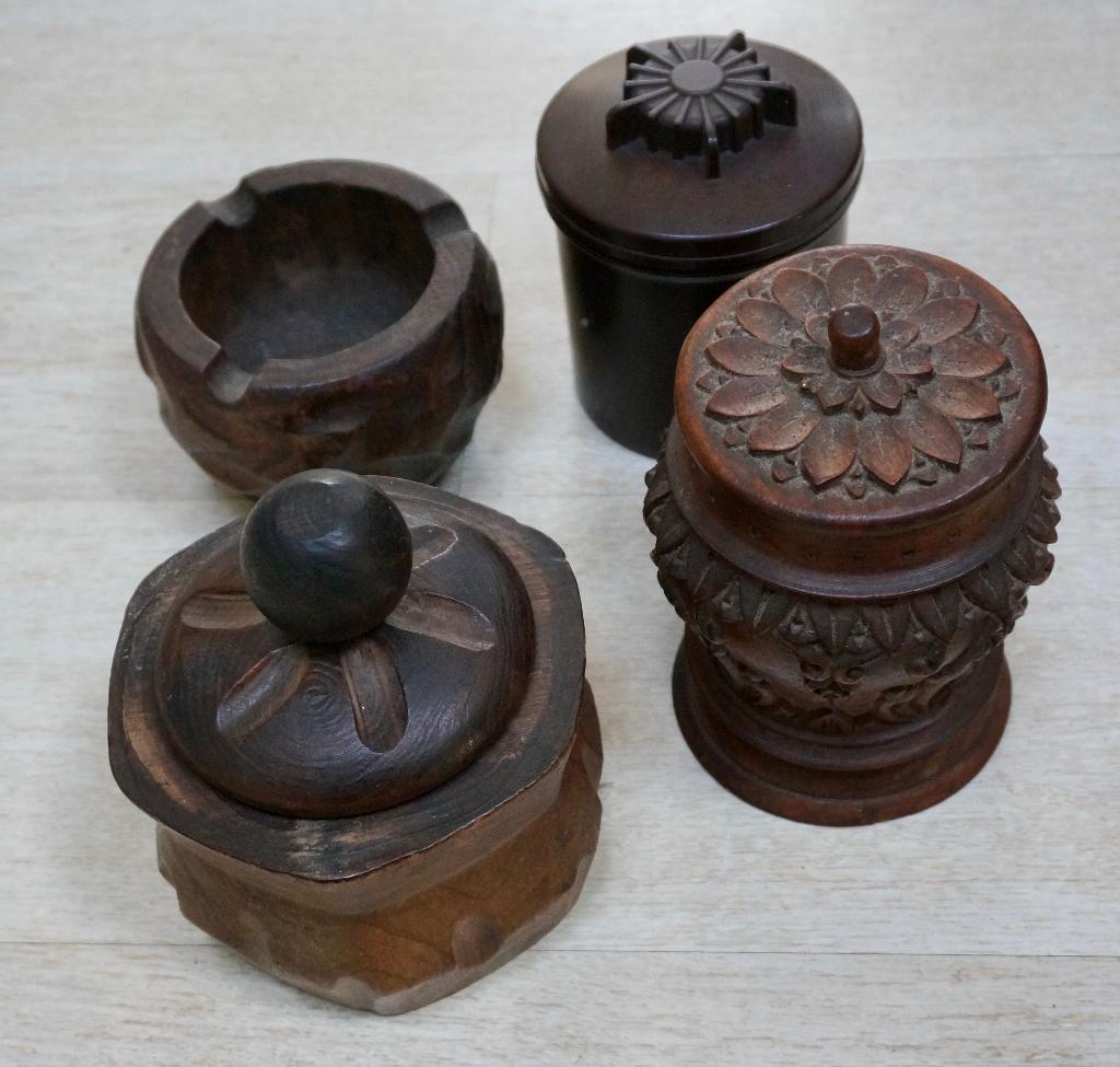 Twee potten voor pijptabak  ( hout), Antiek en Kunst, Ophalen of Verzenden