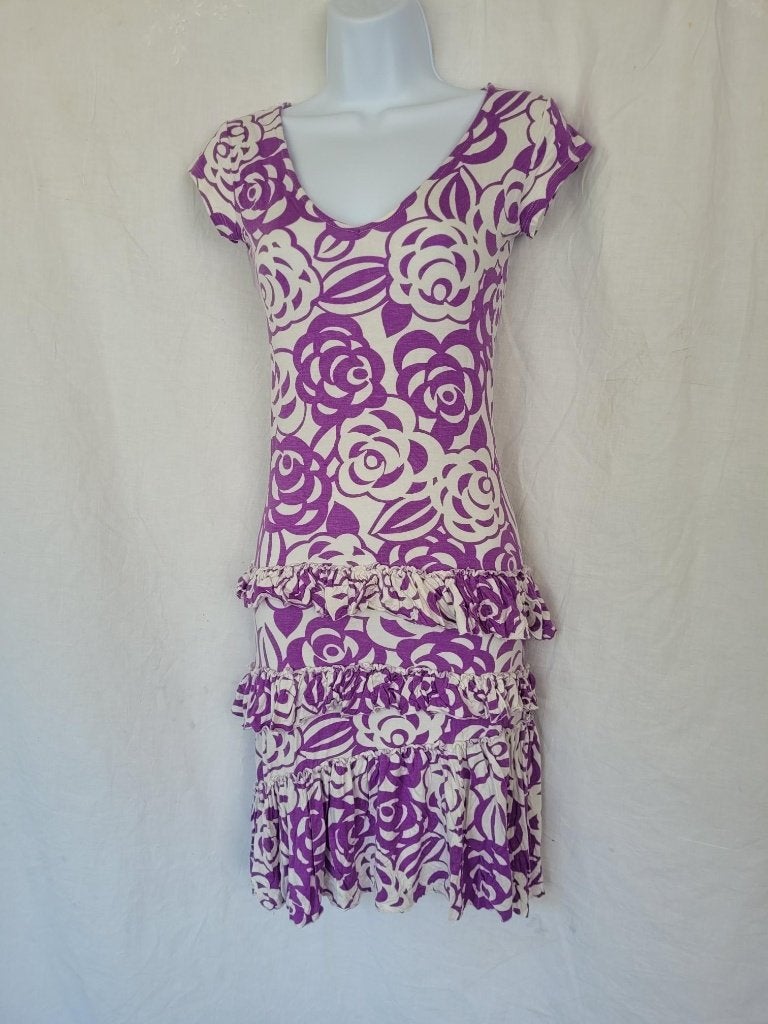 Leuke paars-witte jurk mt S merk D-Lite, Kleding | Dames, Jurken, Zo goed als nieuw, Maat 36 (S), Paars, Boven de knie, Ophalen of Verzenden