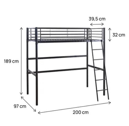 Hoogslaper eenpersoons, Huis en Inrichting, Slaapkamer | Stapelbedden en Hoogslapers, 100 cm, Hoogslaper, Eenpersoons, Zo goed als nieuw