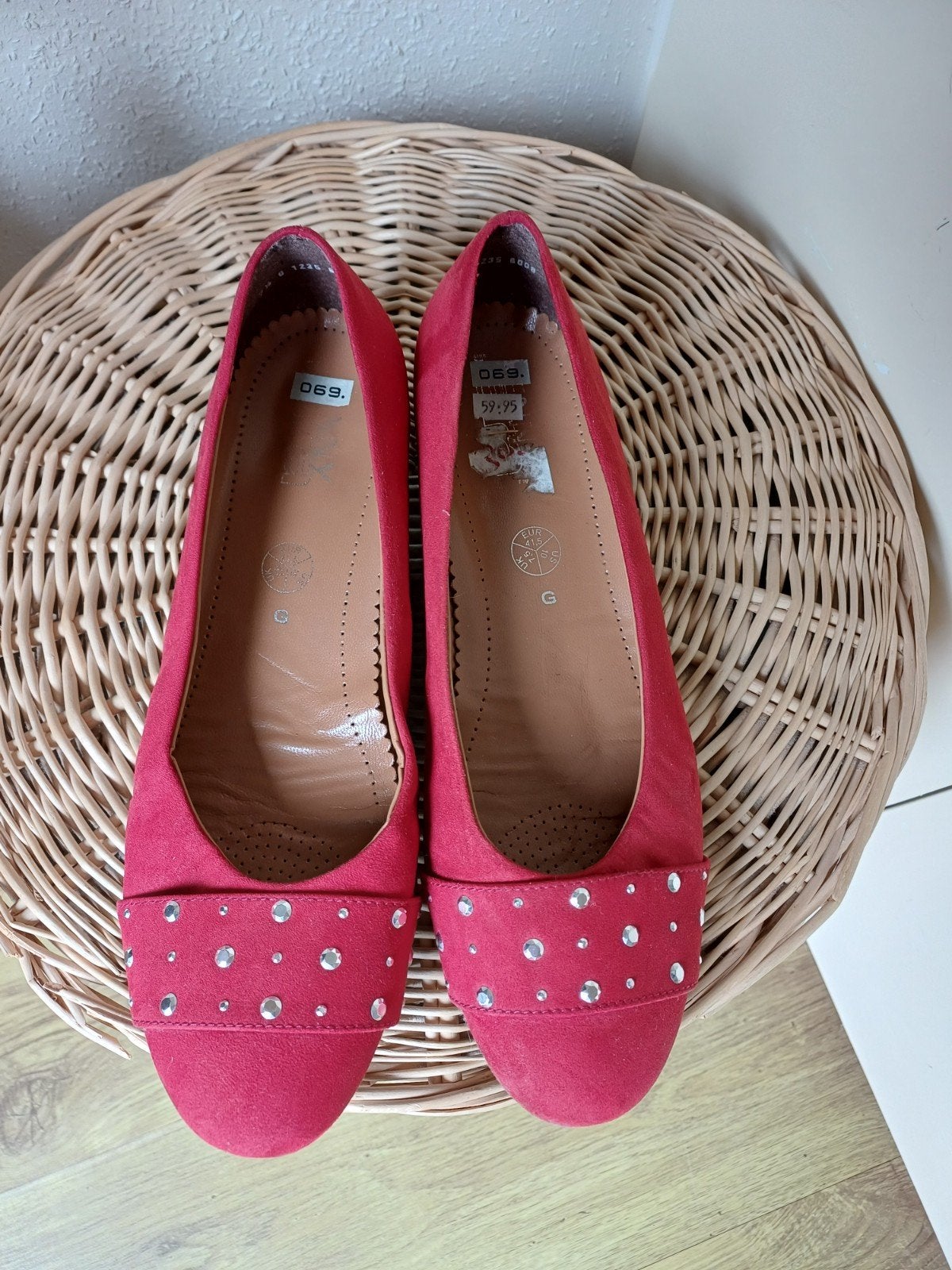 Rode ballerina's met steentjes - 1x gedragen, Kleding | Dames, Funny, Gedragen, Rood, Ballerina's