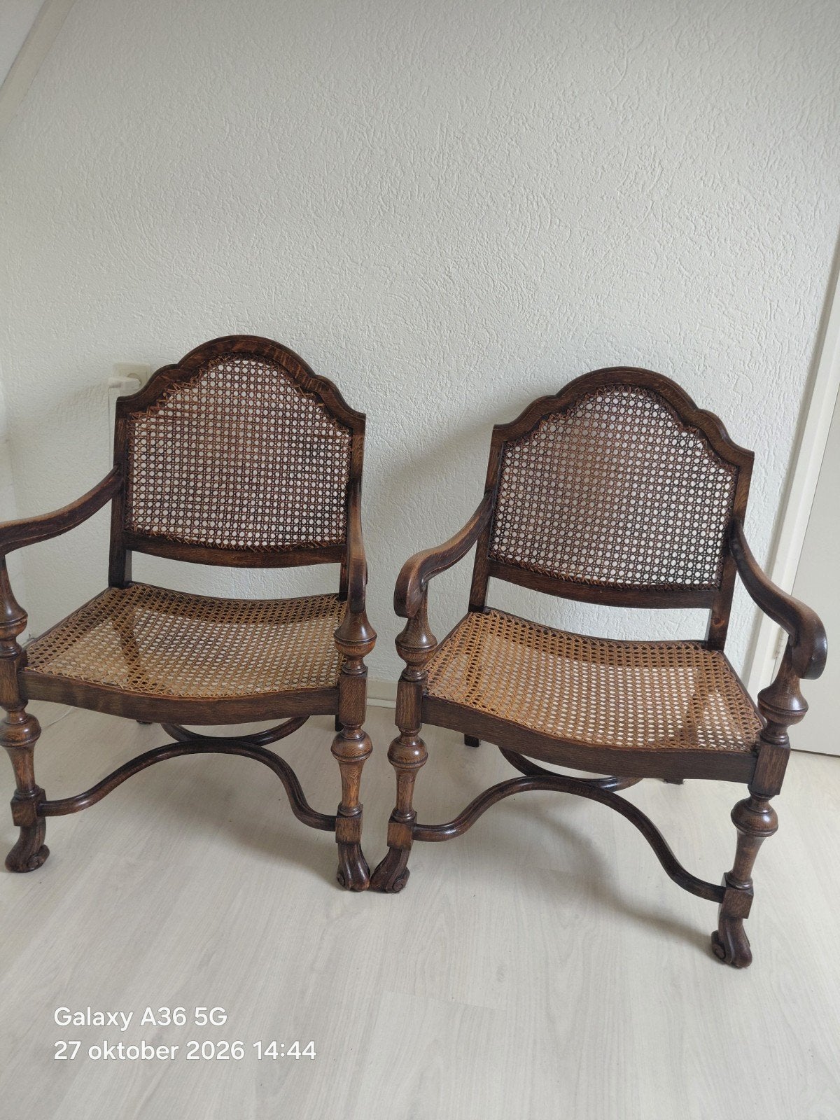 Set van 2 antieke rotan stoelen, Ophalen of Verzenden