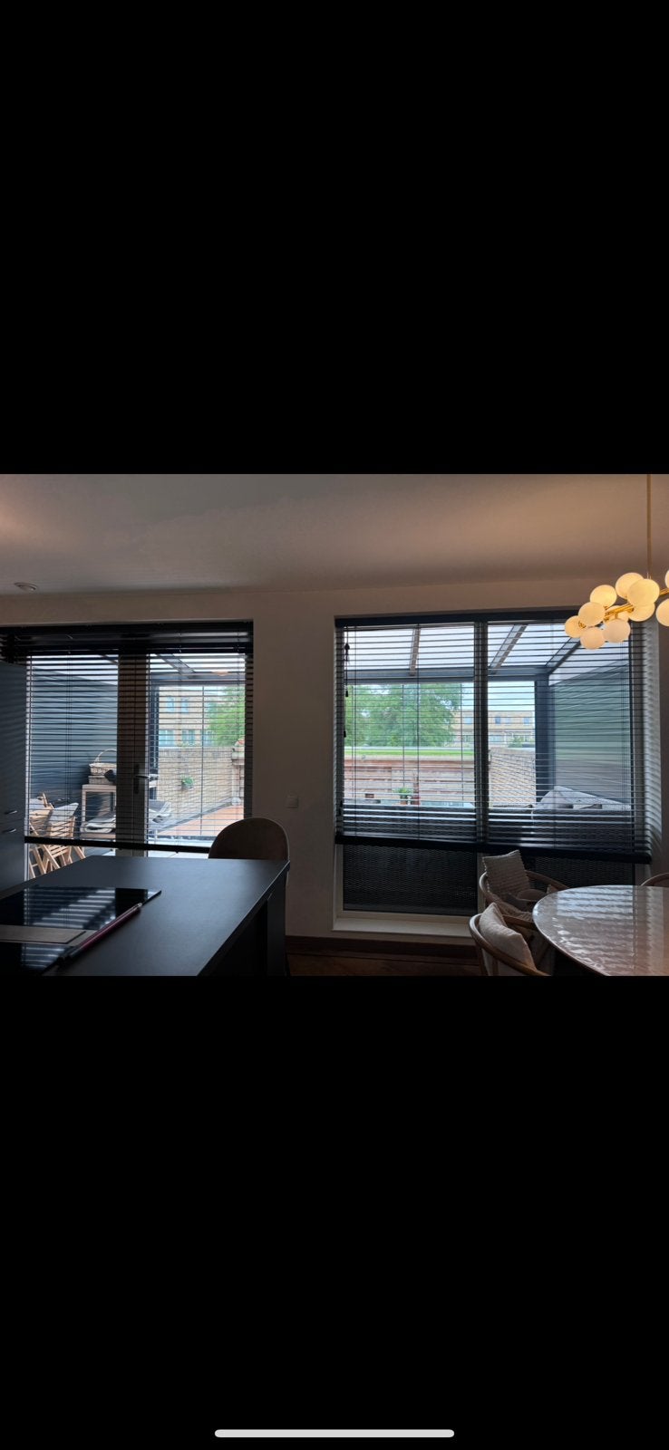 Houten jaloezie Abachi 50 mm zwart, Huis en Inrichting, Ophalen, Gebruikt, Zwart